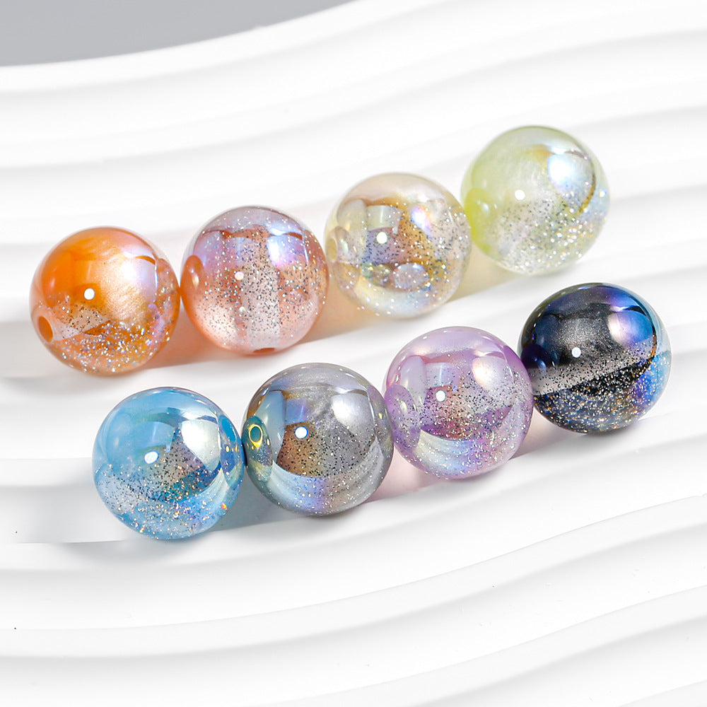 [10-30 pack] stars round beaded DIY jewelry bracelet mobile phone chain accessories beads